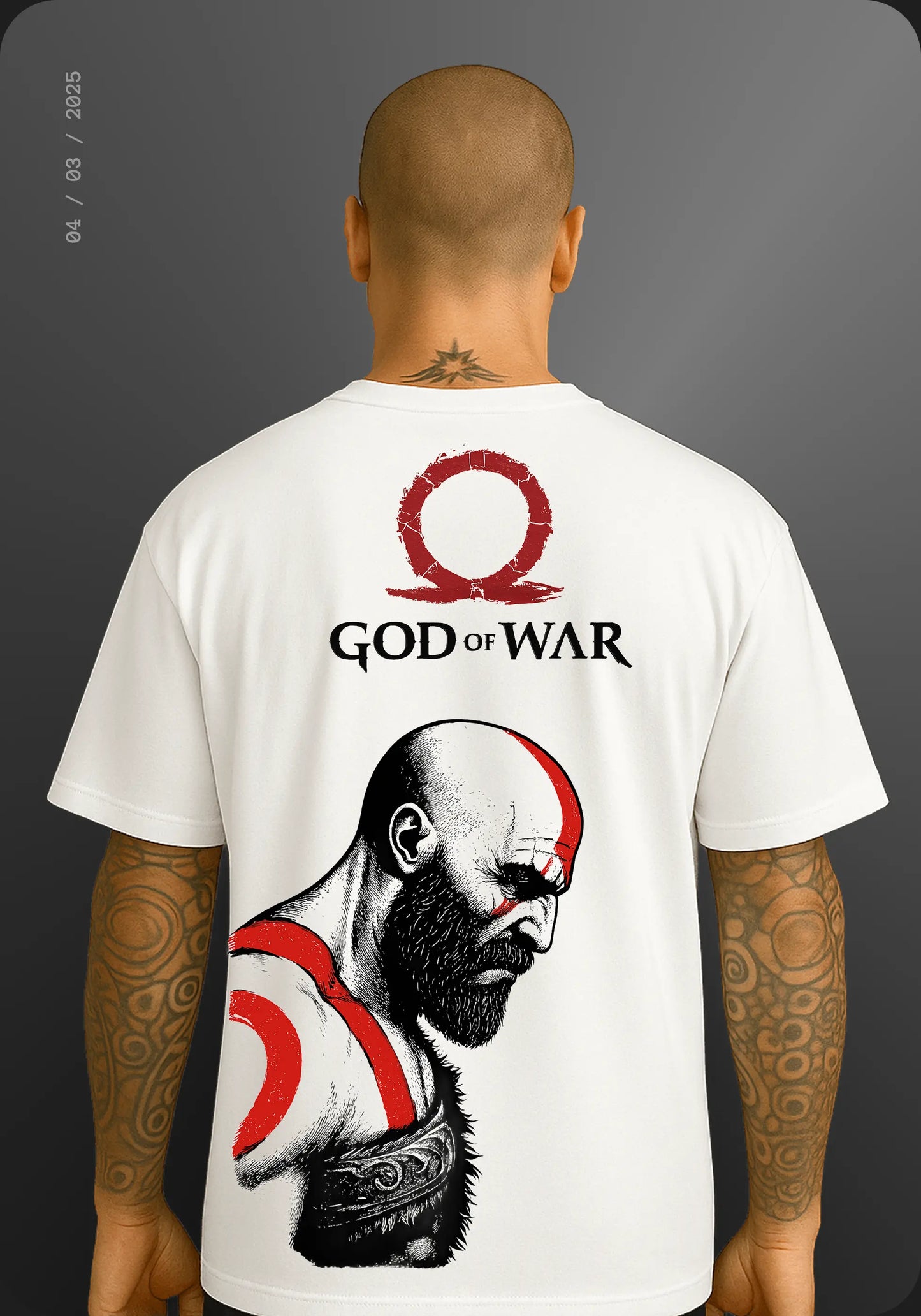 Kratos T-Shirt – God of War Graphic Tee | Bold Red & Black Warrior Design