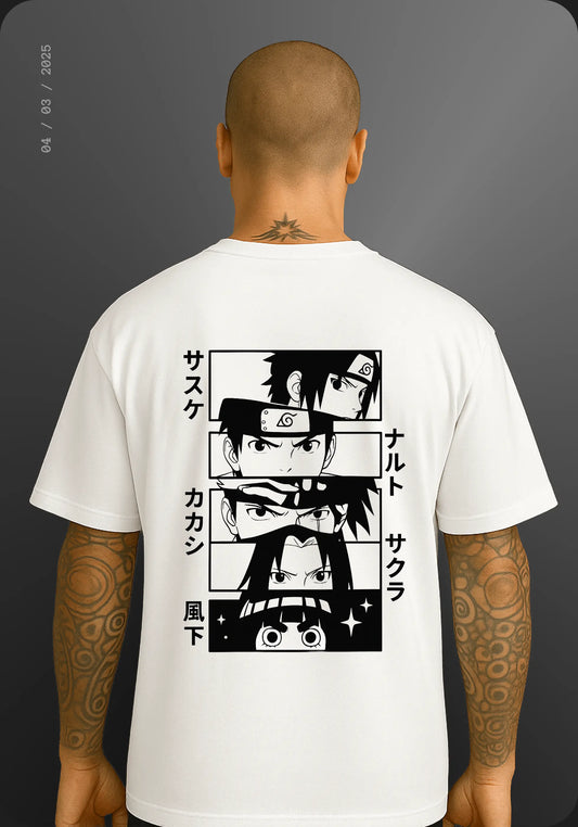 Naruto Anime Eyes Panel T-Shirt – Sasuke, Naruto, Kakashi, Sakura & Hinata | Japanese Manga Style Tee